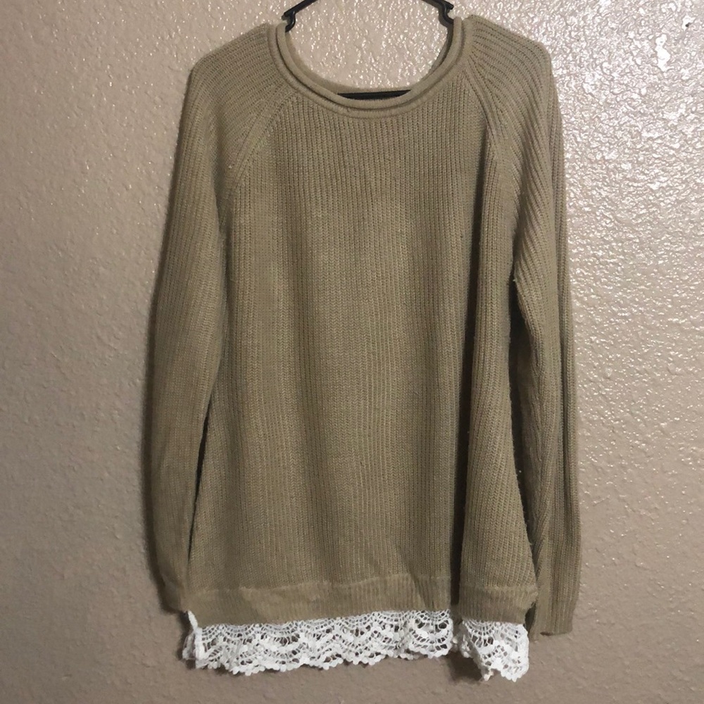 Hippie Rose - Lace Hem Sweater - Size XL